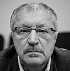 Portrait of the artist, black and white